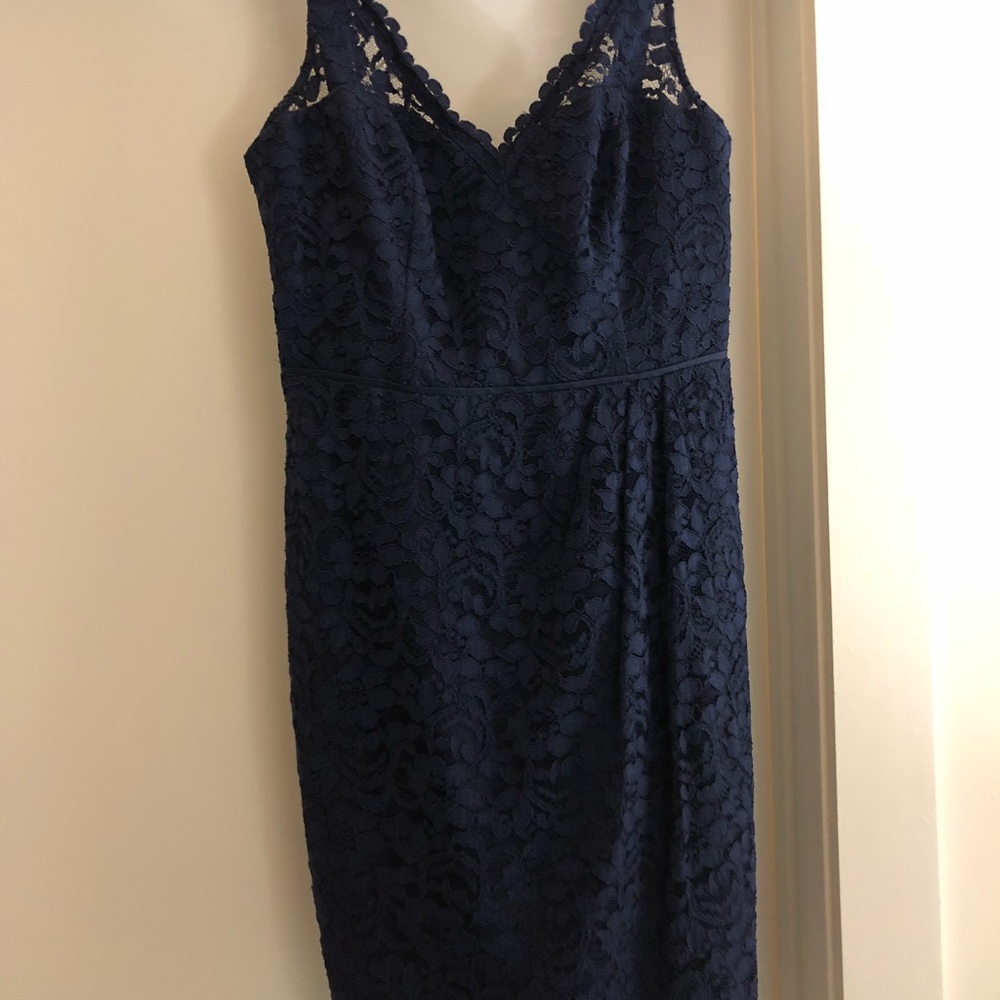 David’s Bridal Marine Blue lace bridesmaid dress
